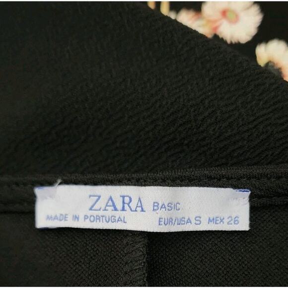Zara Basic 3/4 Sleeve Euro Floral Print Mini Tunic Jersey Shift Dress Size Small - Picture 5 of 5